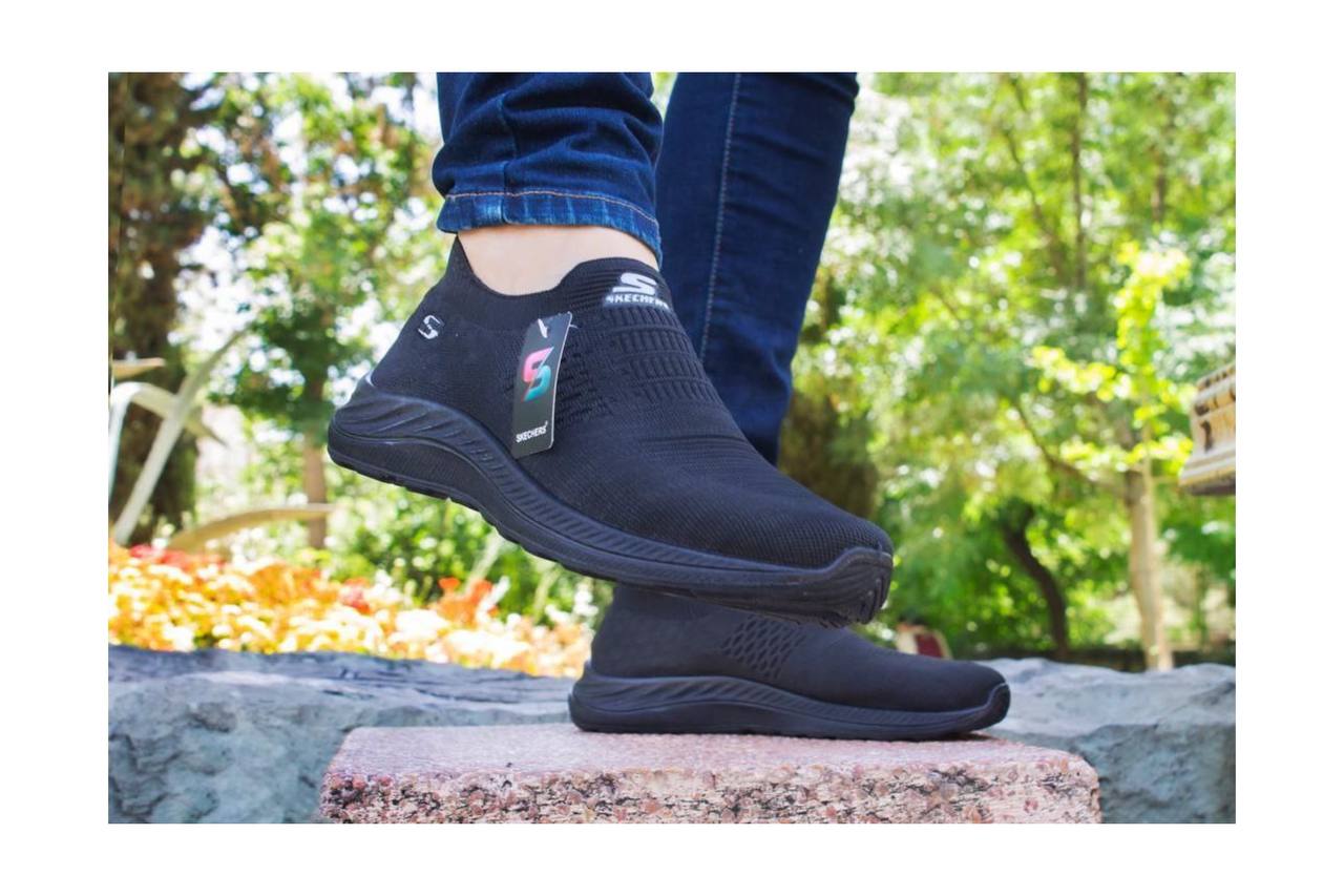 کتونی اسکیچرز جورابی مشکی مدل راحتی