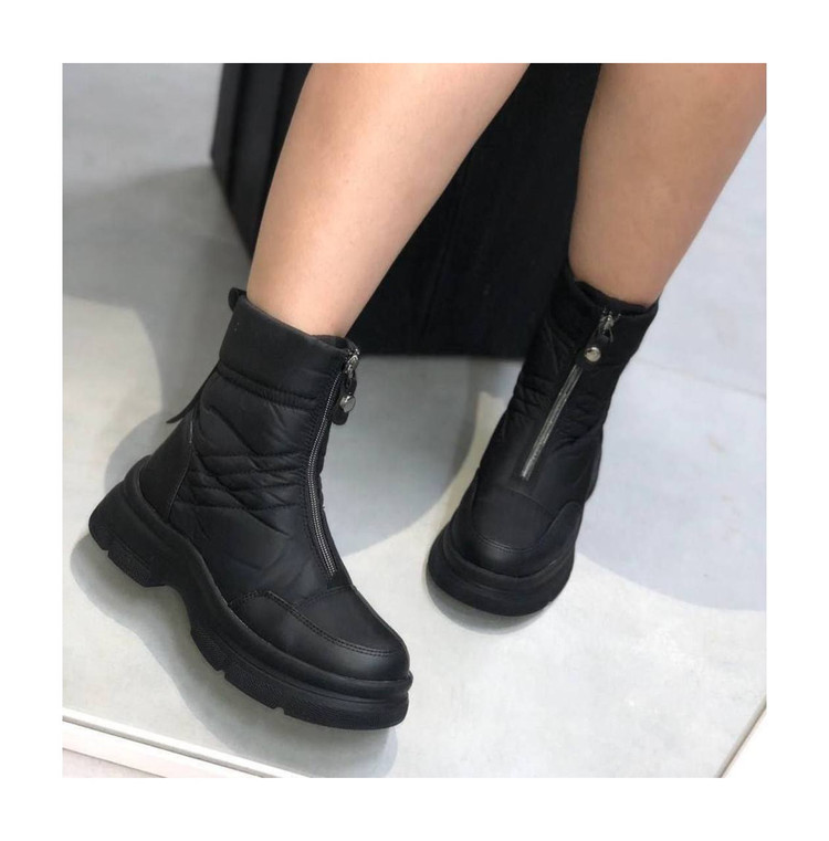 بوت و نیم بوت زنانه مشکی زیپدار مدل کاپشنی